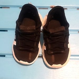Unisex toddlers Adidas Black white stripes sneakers
